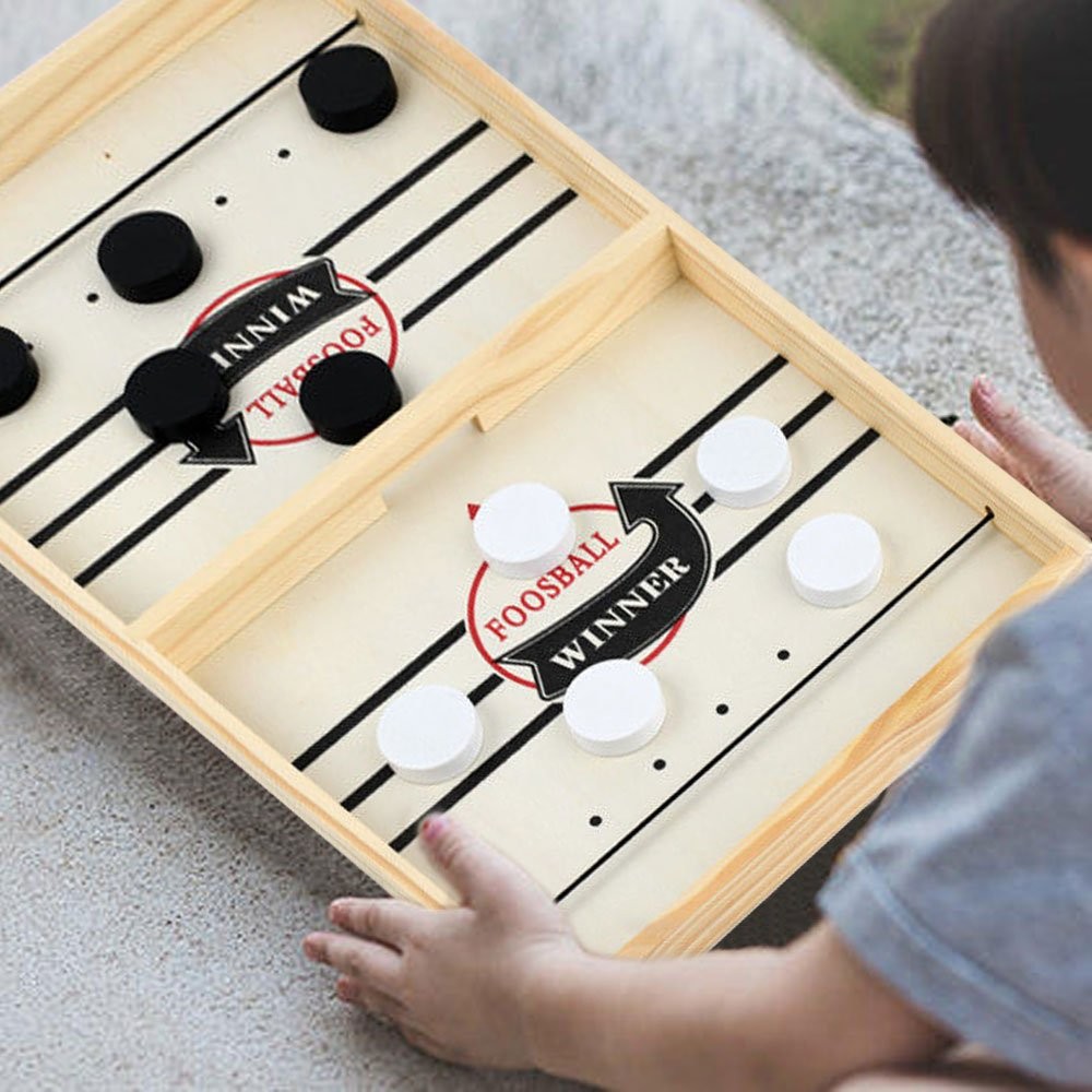 Fast Sling Puck Game Wooden Board Table Hockey Games Montessori Toy JQ