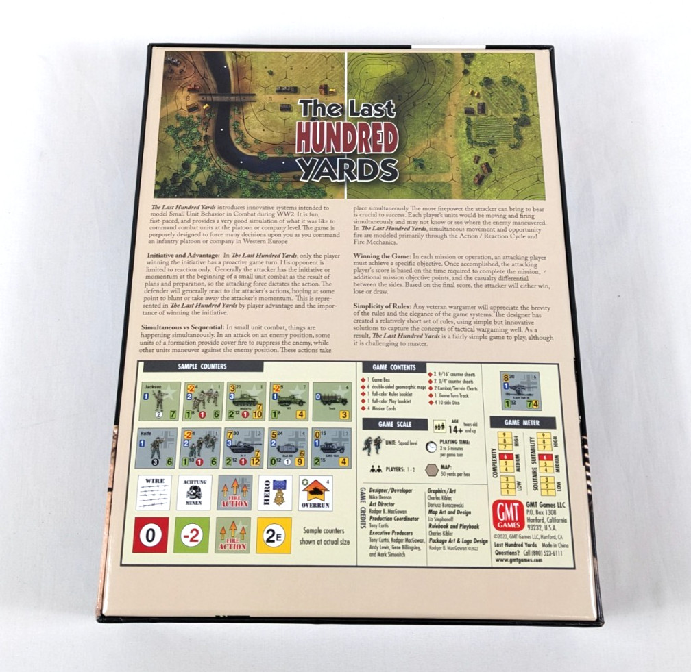 THE LAST HUNDRED YARDS War Board Game UNPUNCHED Open Box GMT 2019