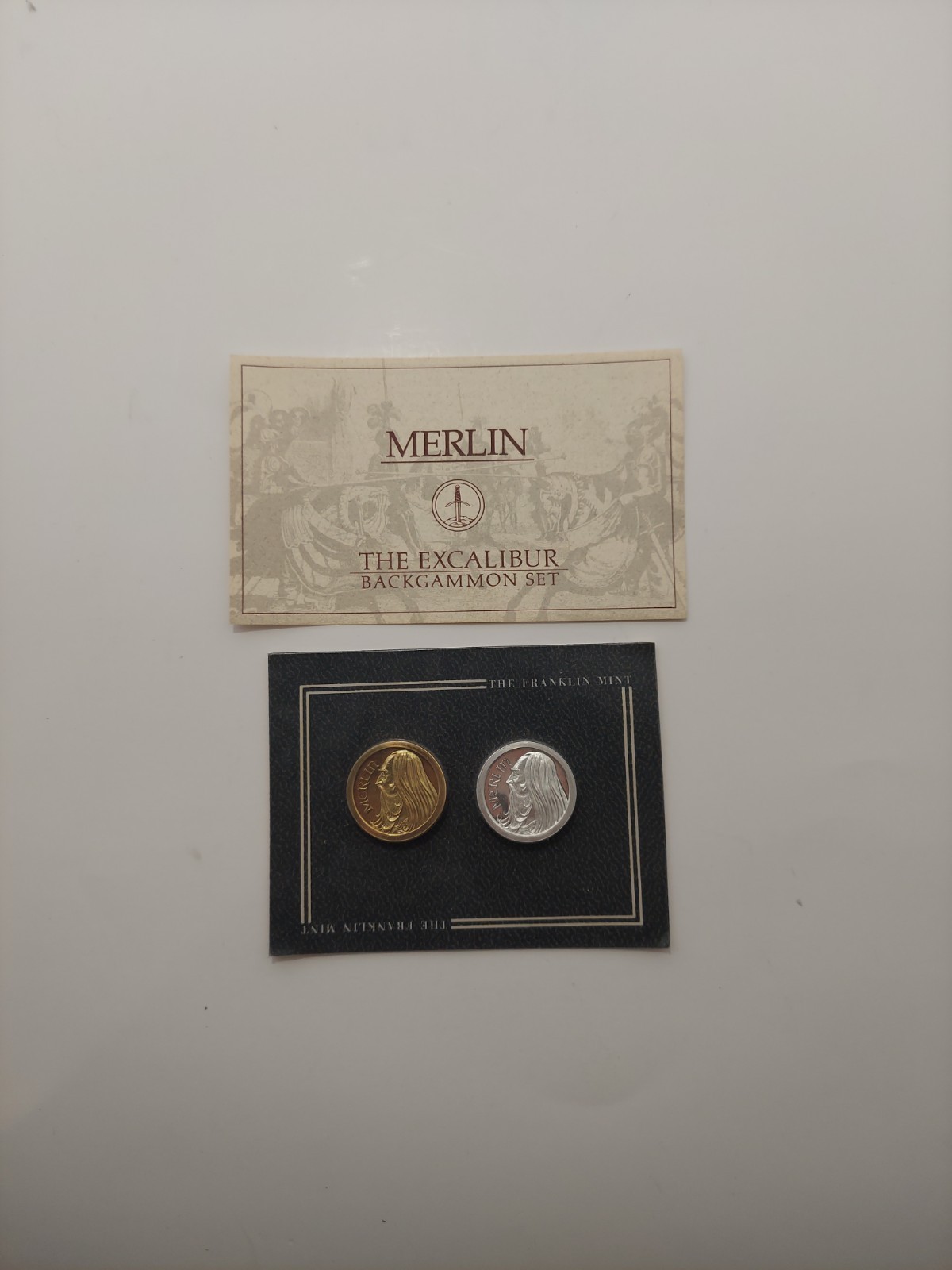 Merlin VTG Franklin Mint Excalibur Backgammon Pieces 1986 Limited Edition New