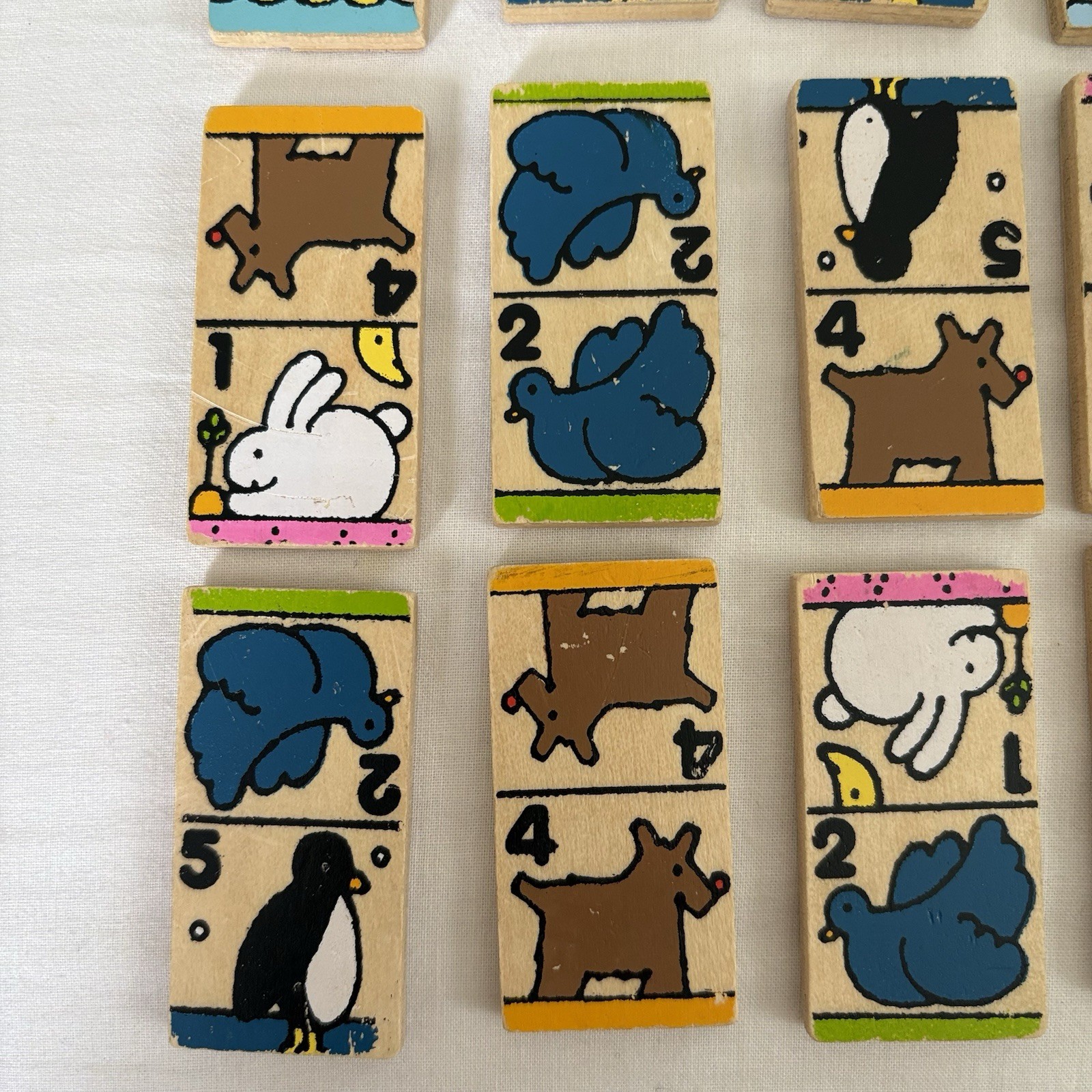 80s Wooden Animal Dominoes 21 Replacement Pieces Play Crafts Miniature Display