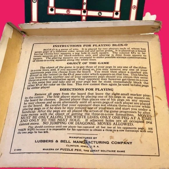 BLOX-O Peg Board Game By Lubbers & Bell From 1923 As Is