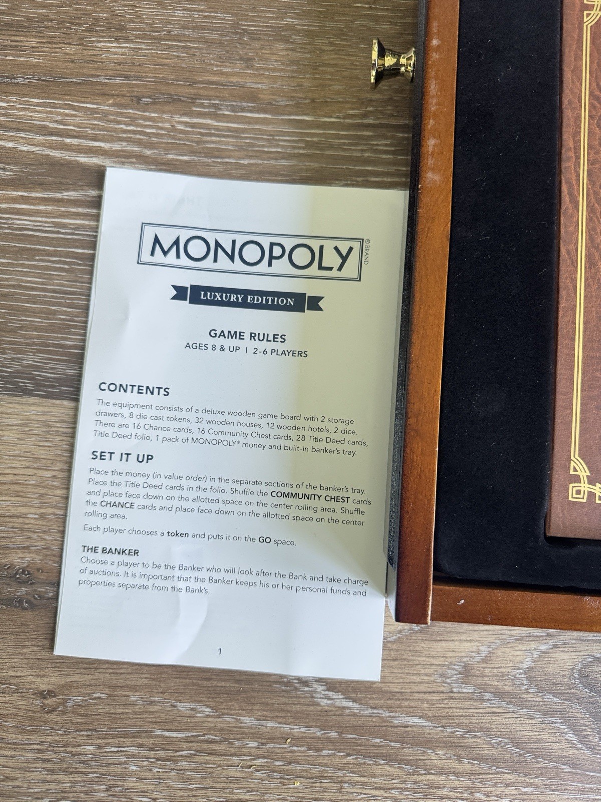 Monopoly Luxury Wooden Edition with Wood Game Board Premium Collectible