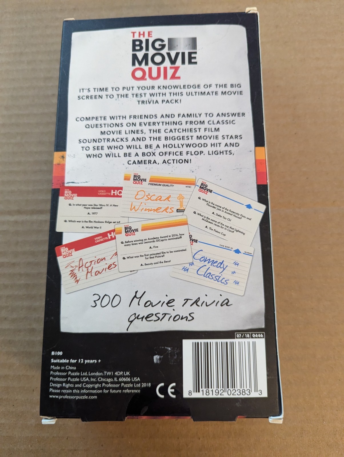 Professor Puzzle The Big Movie Quiz Trivia Game