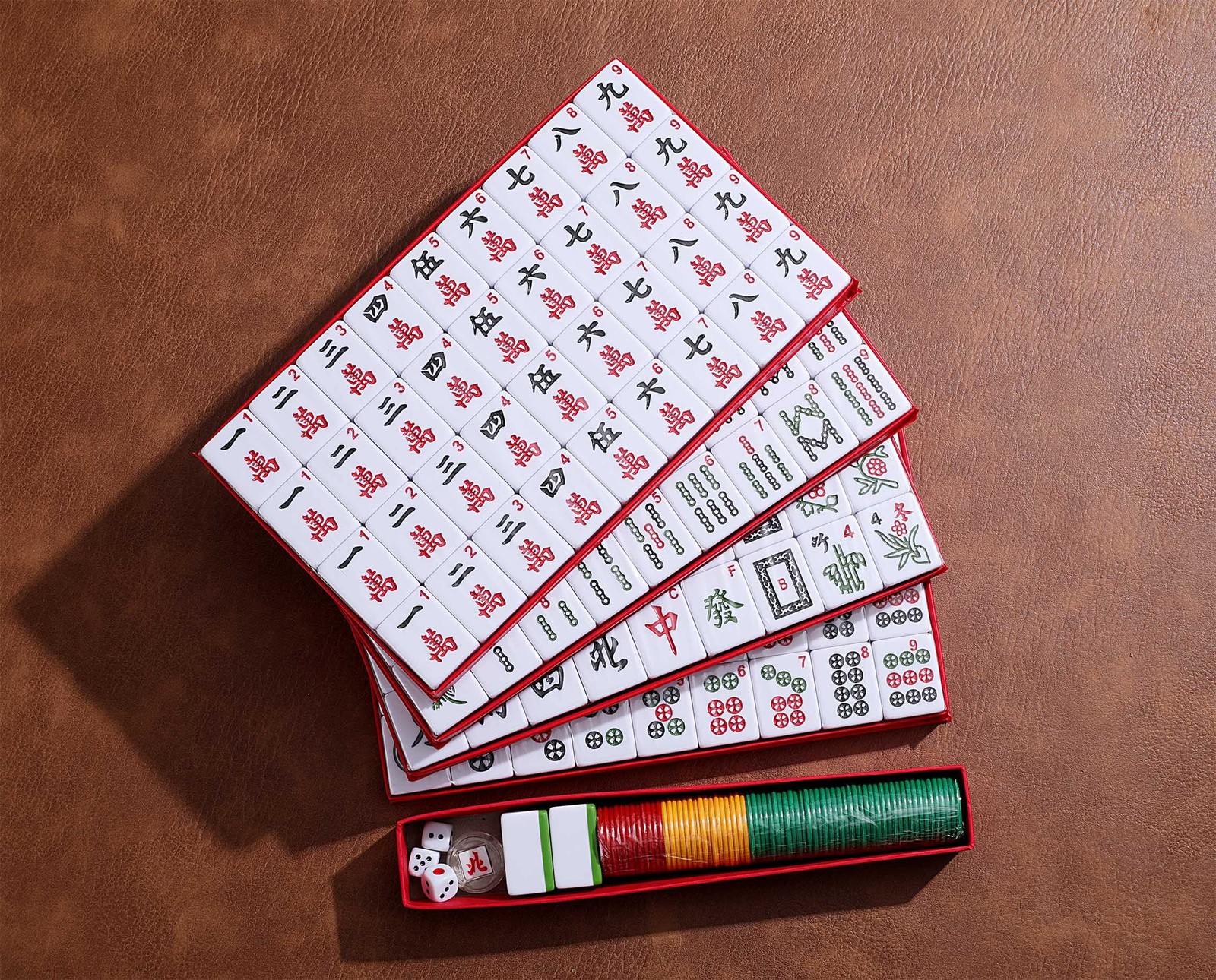 Professional Chinese Mahjong Game Set 146 Numbered Large Size Tiles with Carr…