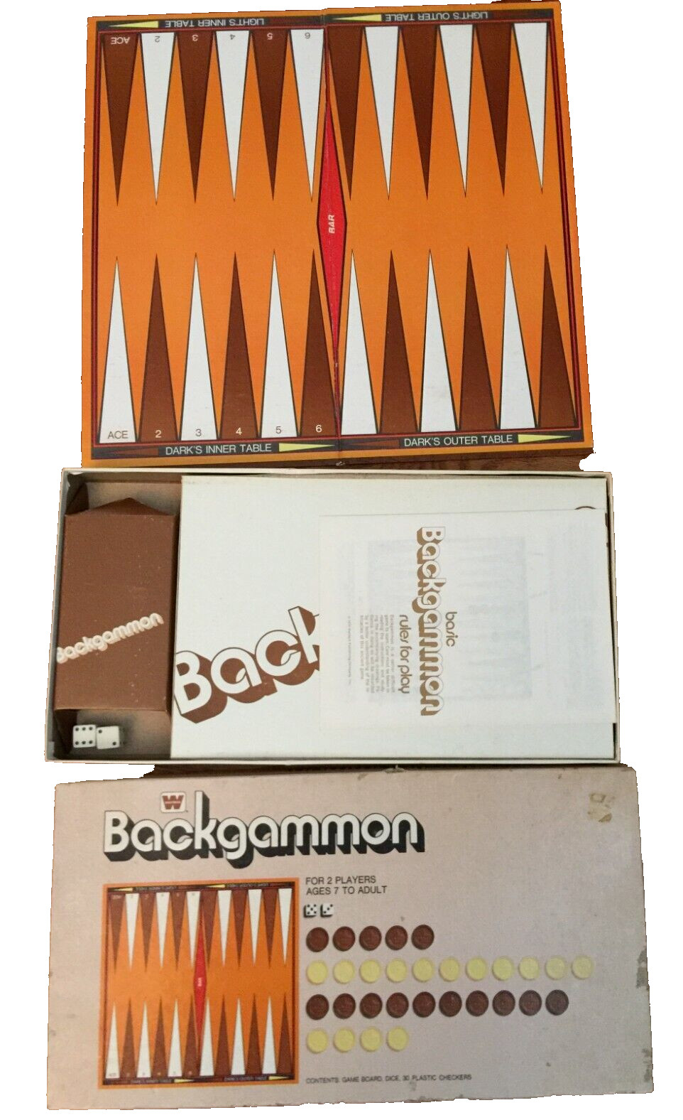 VINTAGE 1973 WESTERN PUBLISHING WHITMAN BACKGAMMON GAME 4832 COMPLETE MADE USA