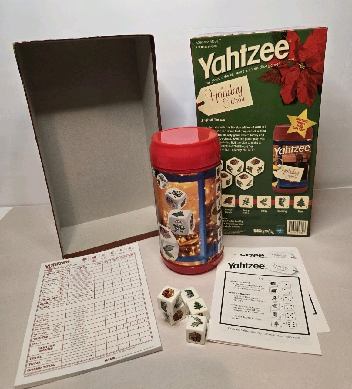 Yahtzee Holiday Edition Christmas Family Dice Game Hasbro-Missing Green Tokens