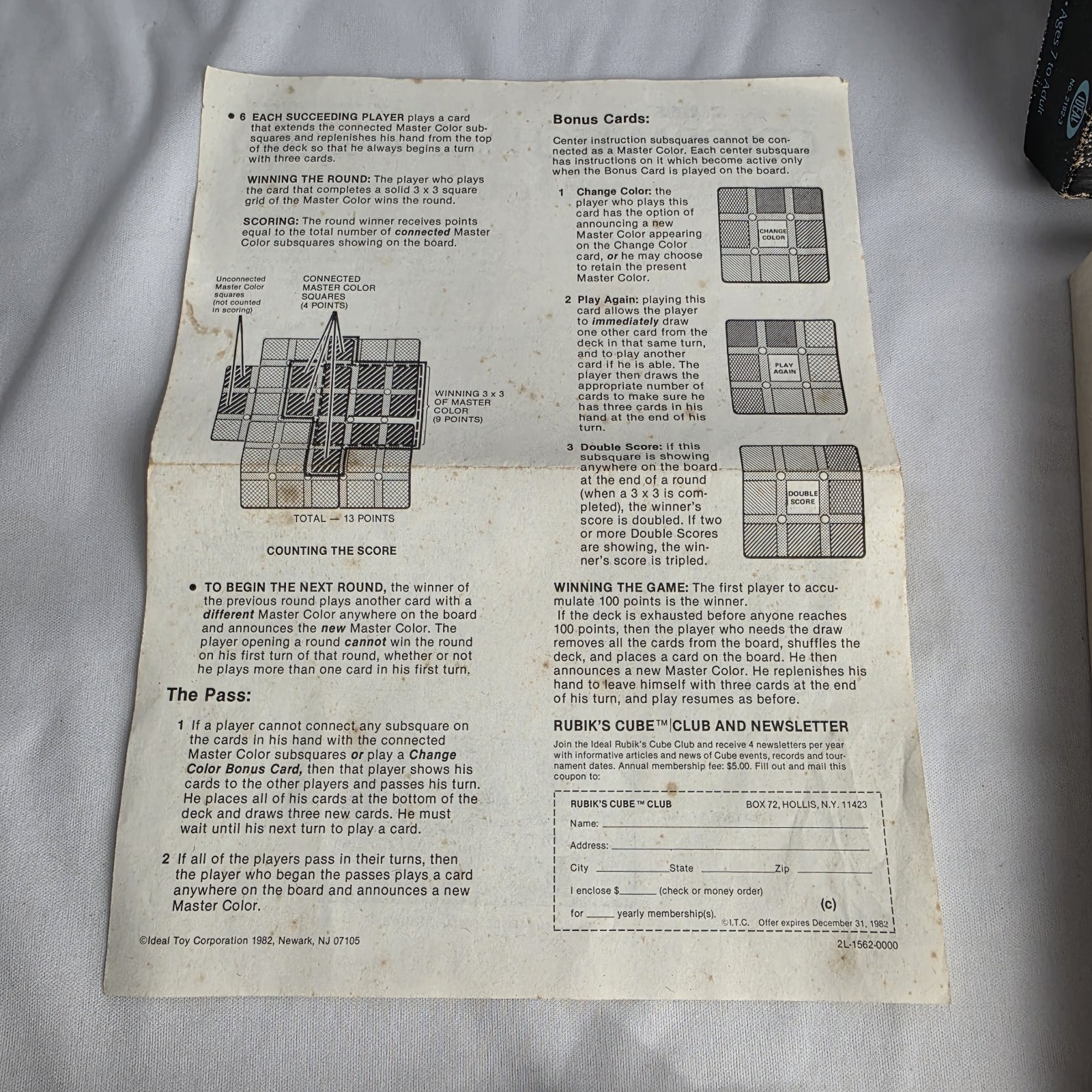 Vintage 1982 Rubik’s Cube Color Match Board Game Ideal Strategy Family Fun