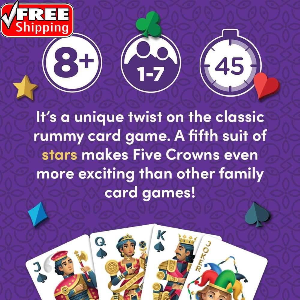Five Crowns Collectible Tin – Card Game for Kids and Adults, Family Game Night,