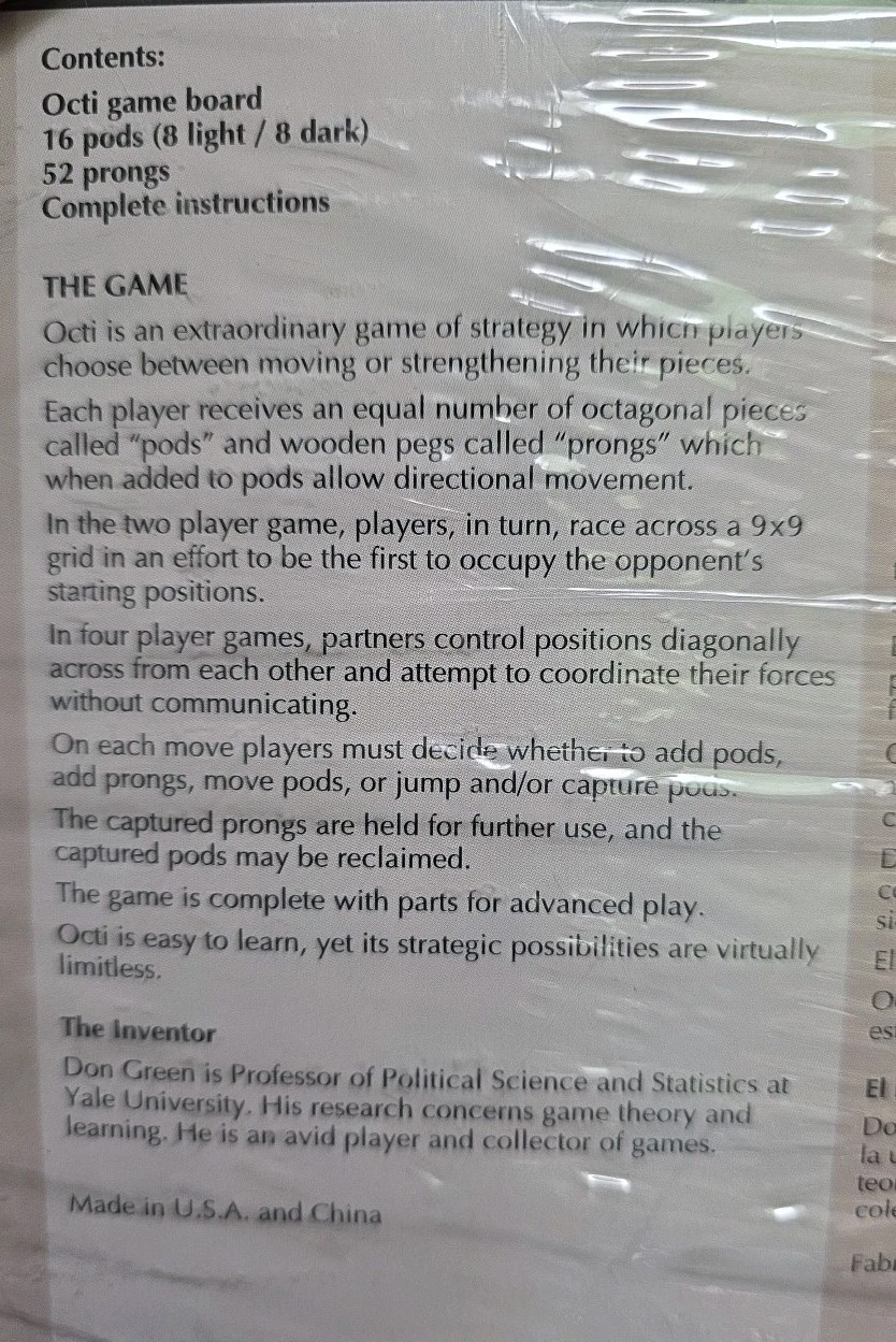 Octi The Game Best New Abstract Strategy Game Award 2000 New Sealed