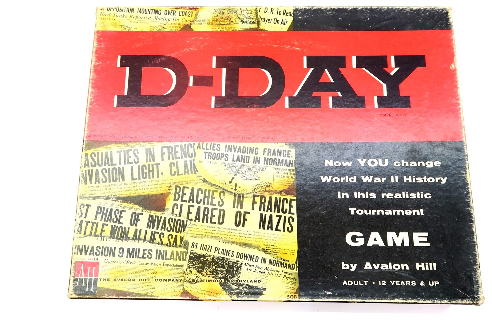 Vintage 1961 Avalon Hill D-DAY WORLD WAR II Invasion Game War Strategic Battles
