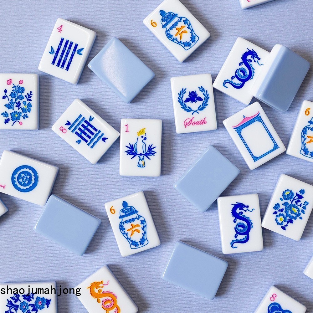NEW Vibrant Layered Mahjong Tiles – Full American Set 160Tiles – Blue and White