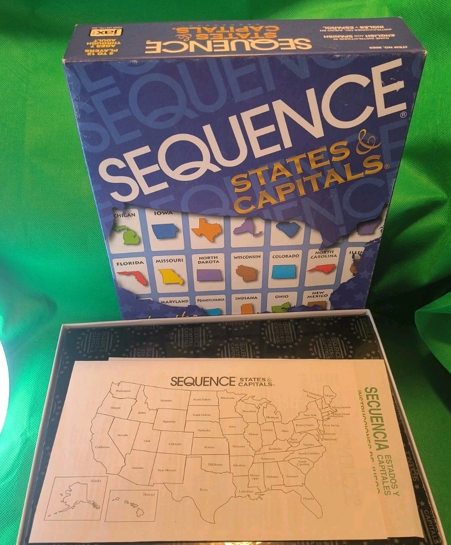 Sequence: States And Capitals Board Game COMPLETE Geography FREE SHIP Educate