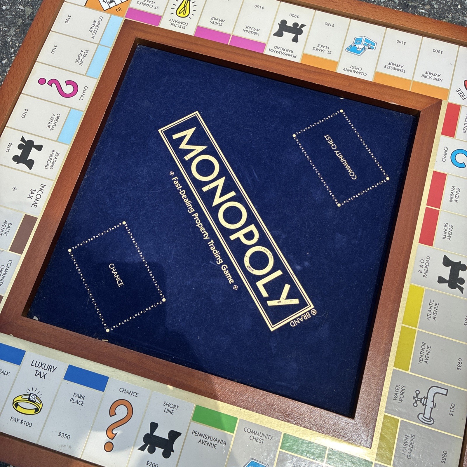 HUGE Monopoly Luxury Edition Blue Board Game Collectible Wood – PARTS MISSING !