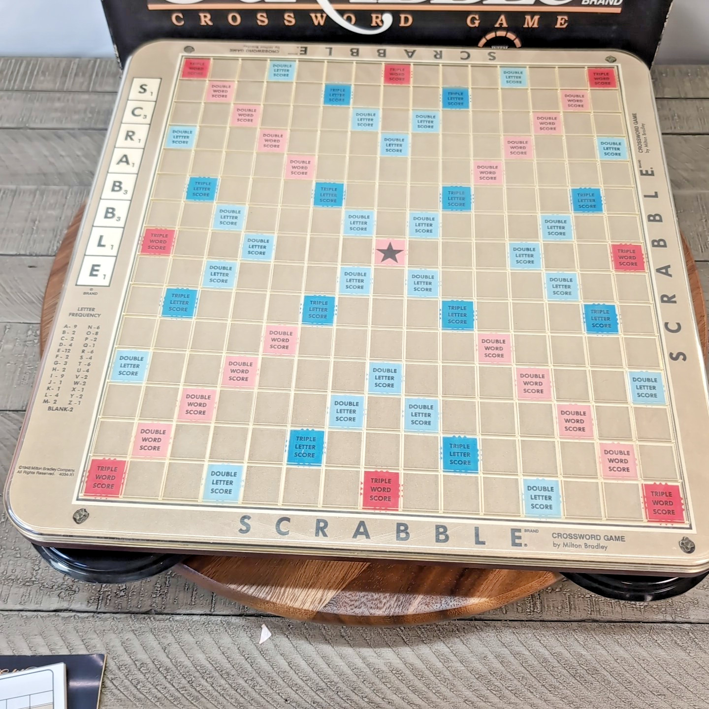 Vintage Scrabble Deluxe Edition 1989 Milton Bradley Rotating Board Complete