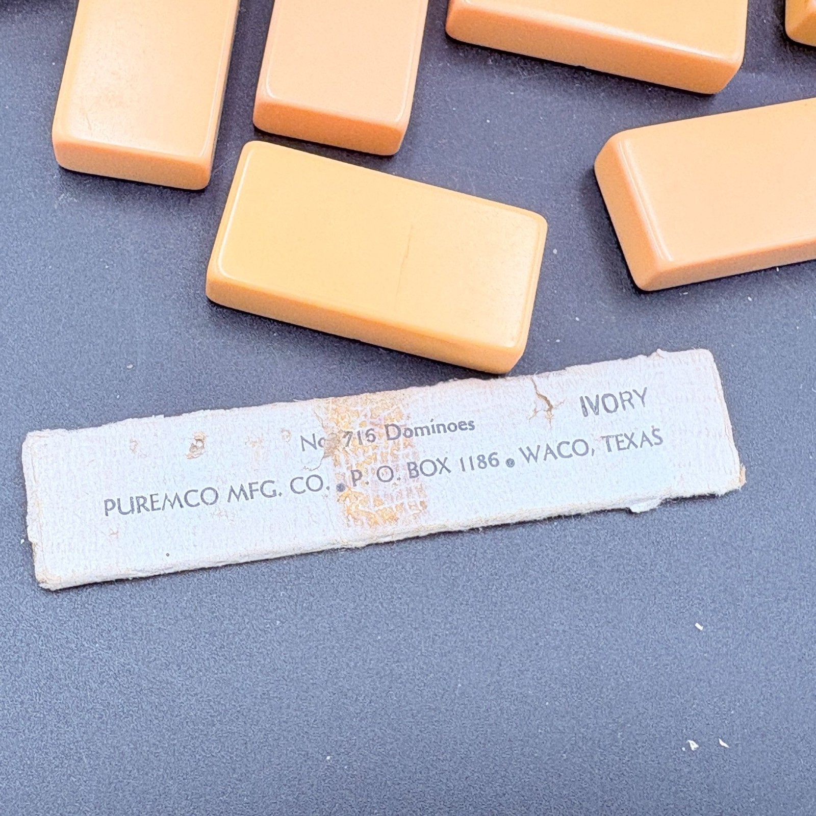Puremco No 716 Ivory Domino Full Set Vintage Bone Style 28 Pieces x Thick No Box