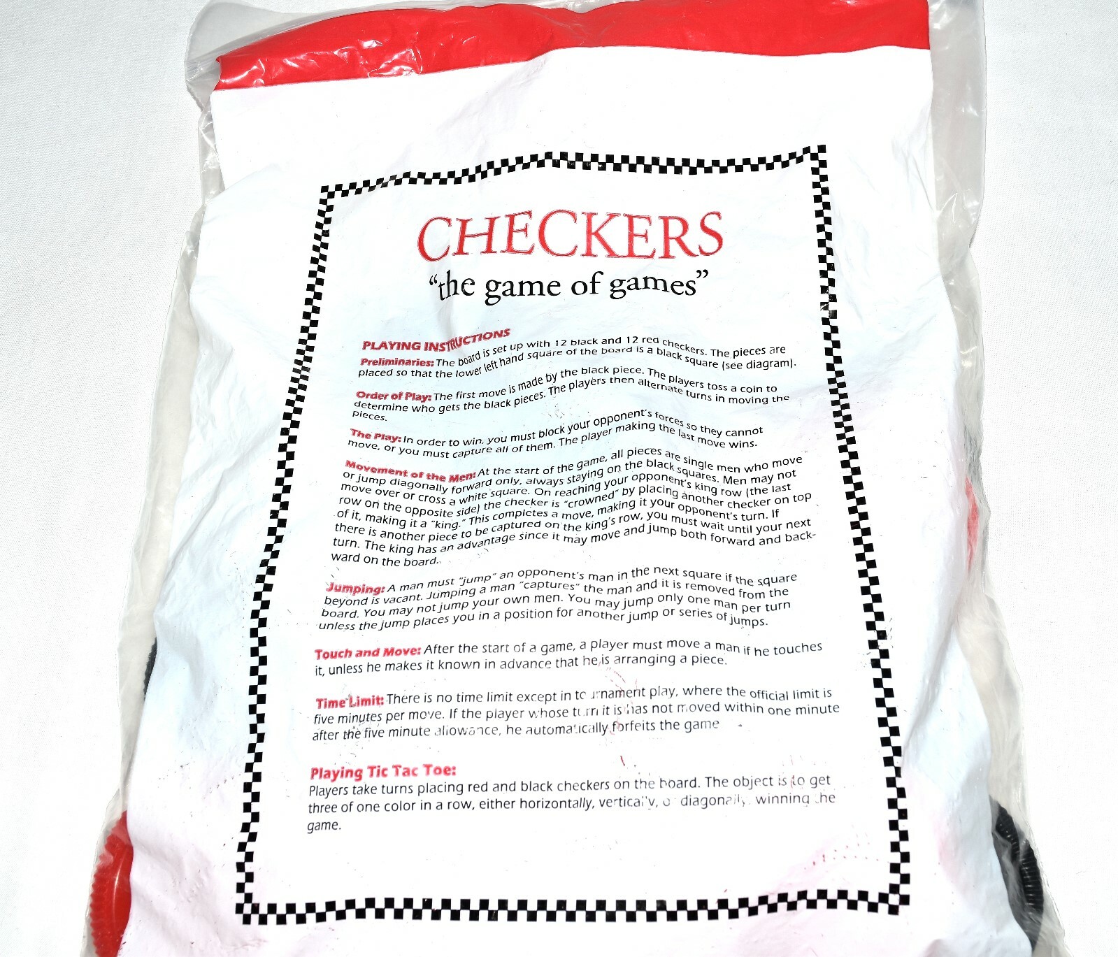 Jumbo Checkers Rug Game with 3″ Game Pieces by Multiflex Designs New Sealed Bag