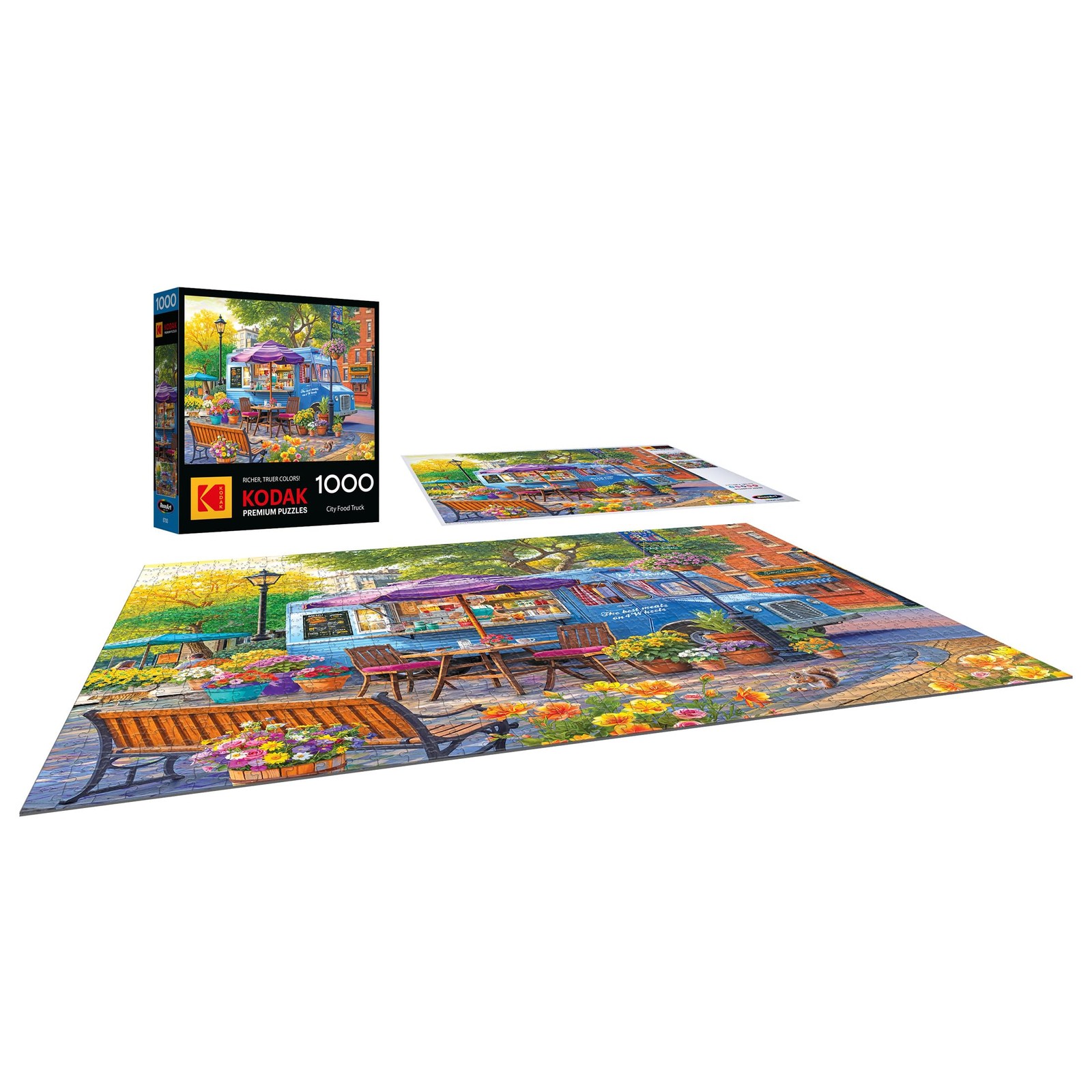 Jigsaw Puzzle 1000 Piece City Food Truck Vibrant Restaurant Scene RoseArt Kodak