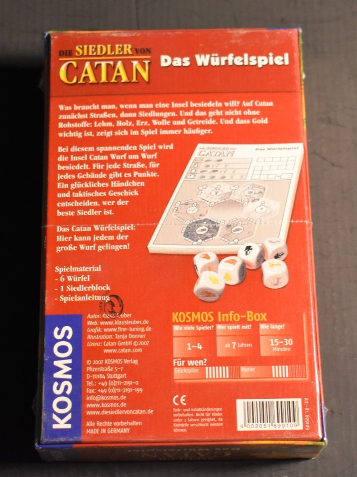 Settlers of Catan Dice Game – German – 2007 – Kosmos