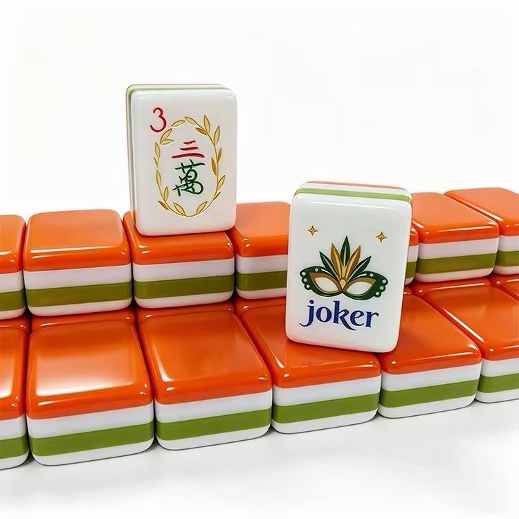DARK ORANGE 4 Layer Acrylic Mahjong Tiles Full American Set 160 Tiles US SELLER!