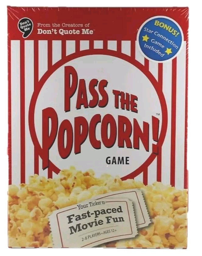 Pass The Popcorn Game – Fast Pace Family Friendly Movie Trivia Game New In Box