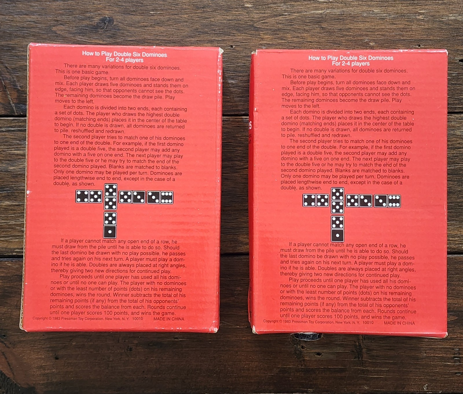 Pressman Wooden Double Six Dominoes Multiple Player Game (1983)