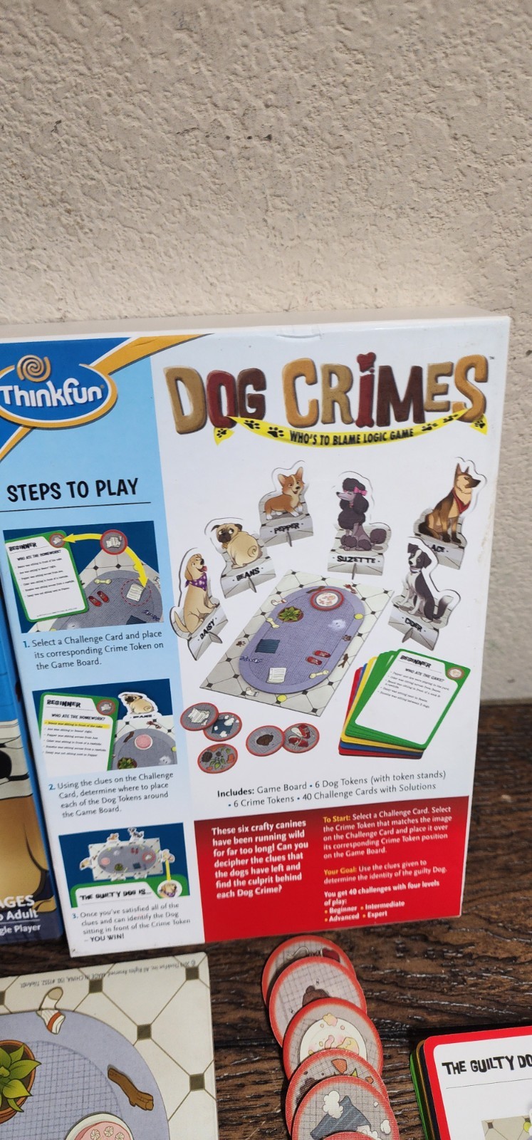Dog Crimes Board Game, Complete Set, Logic Game, Single Player, Thinkfun Ages 8+