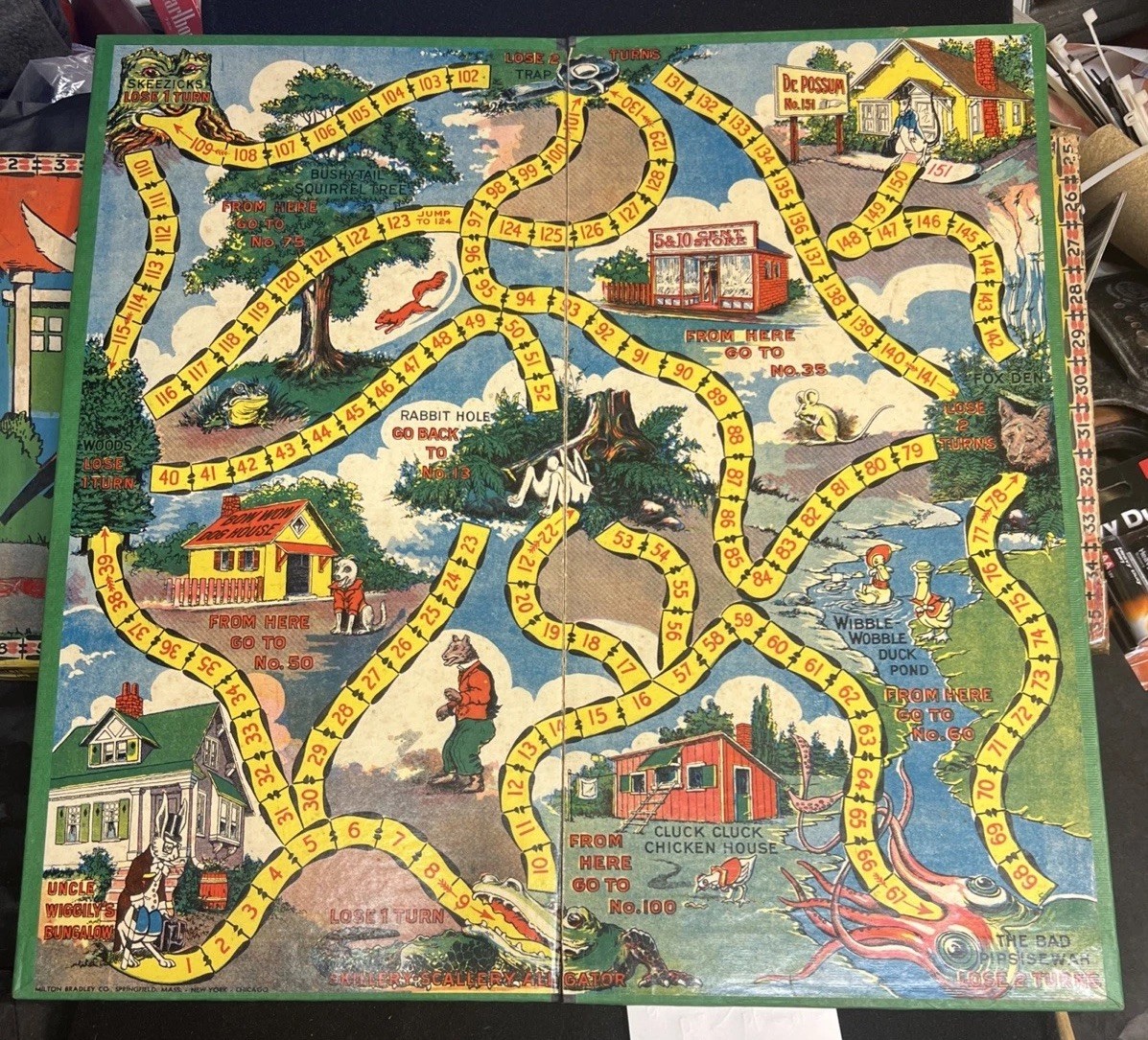 Uncle Wiggly Board Game in Box Milton Bradley 1937 Early Version #4829 w Cards