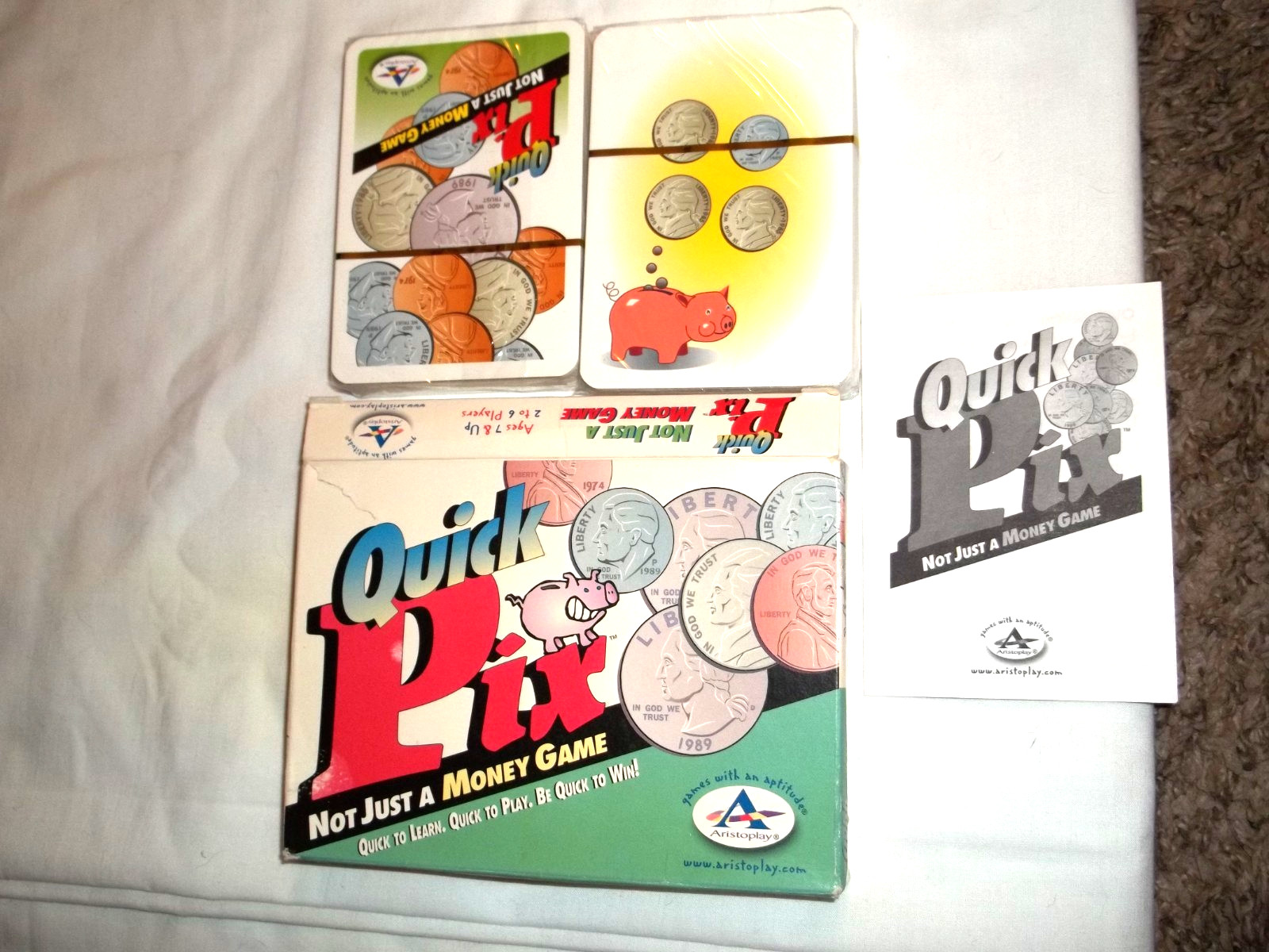 Quick Pix Not Just A Money Game Aristoplay games 2000 Factory Sealed decks NOS