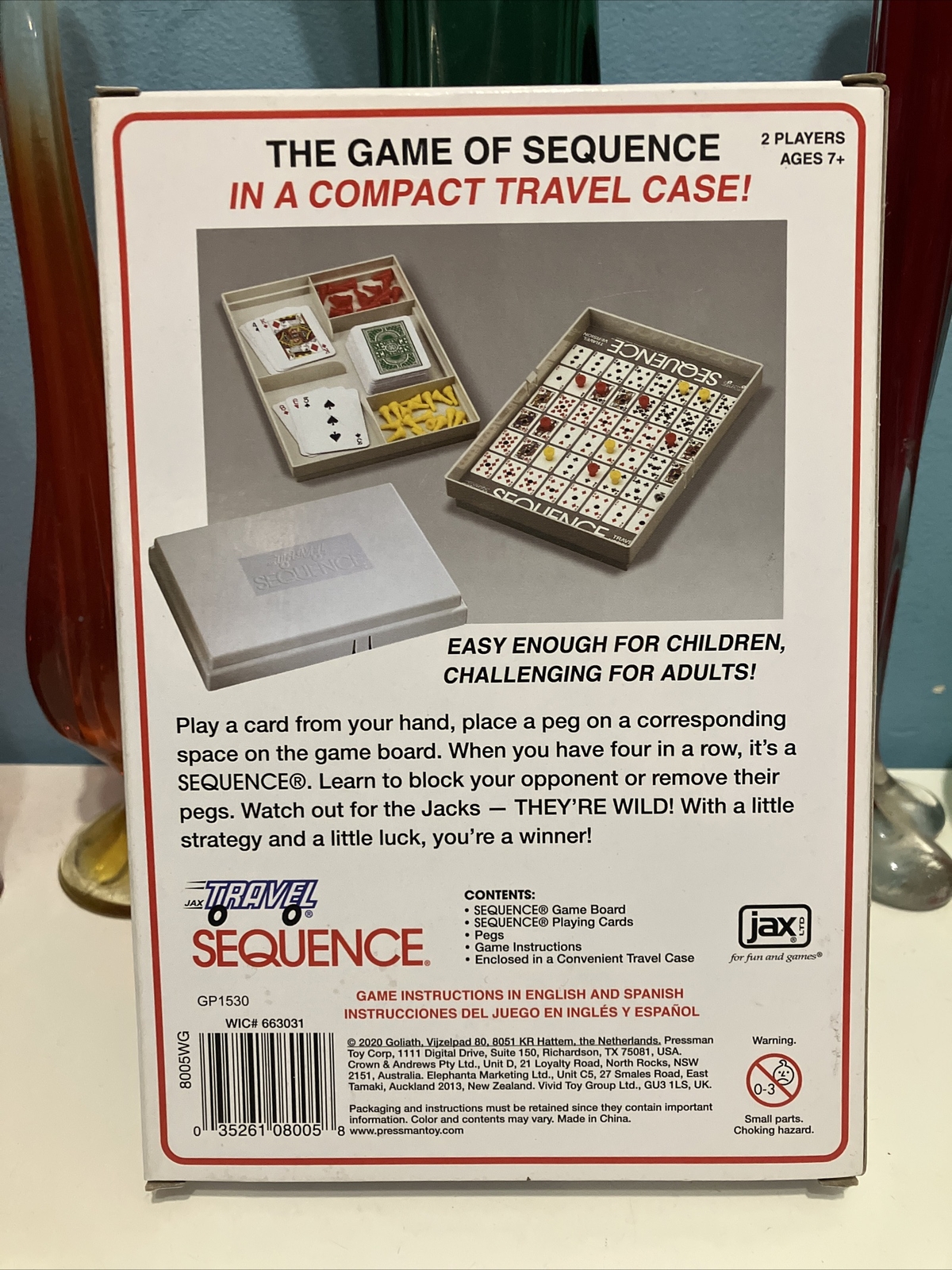 SEQUENCE -Exciting Strategy Board Game- Travel Version 2-Players JAX LTD NEW!