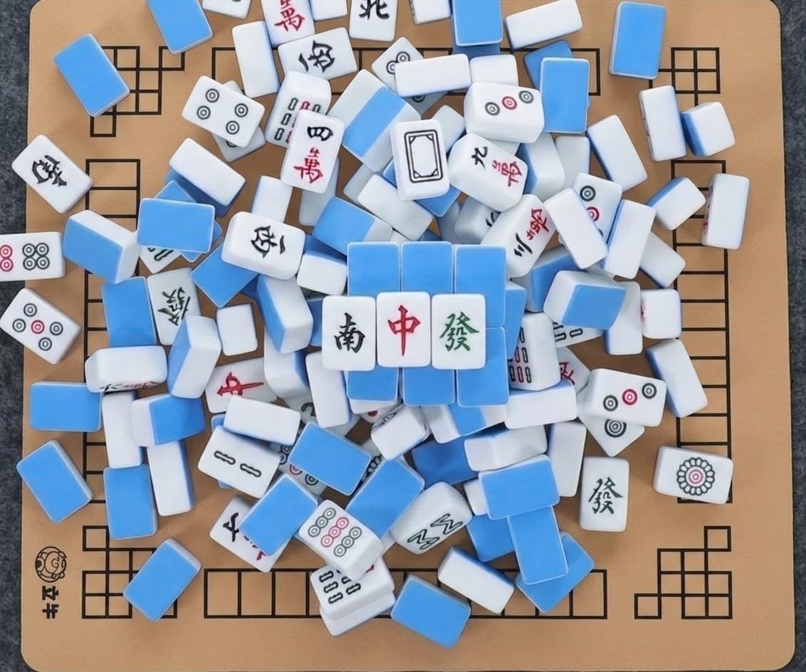 Chinese Mahjong Tile Set Traditional 144 Tiles – 30mm Melamine Mahjong Tiles …