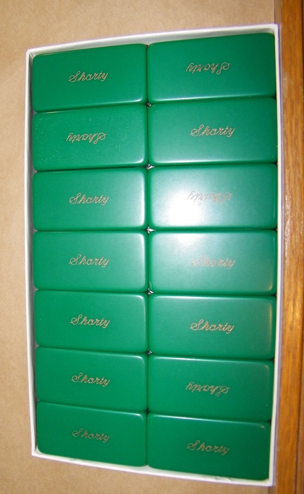 SET of MARBLELIKE DOMINOES made by Creative Plastics color GREEN in box SHORTY