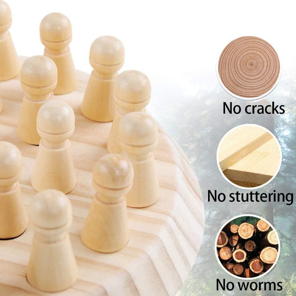Gifts for Kids-Wooden Memory Chess Board Game: Color Memory Matching Brain Game