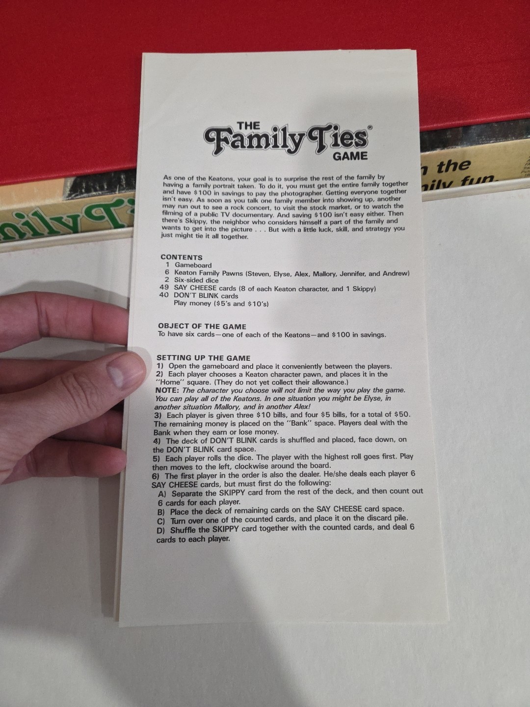 1980’s THE FAMILY TIES GAME Family Board Game Apple Street 87-300 Paramount Pics
