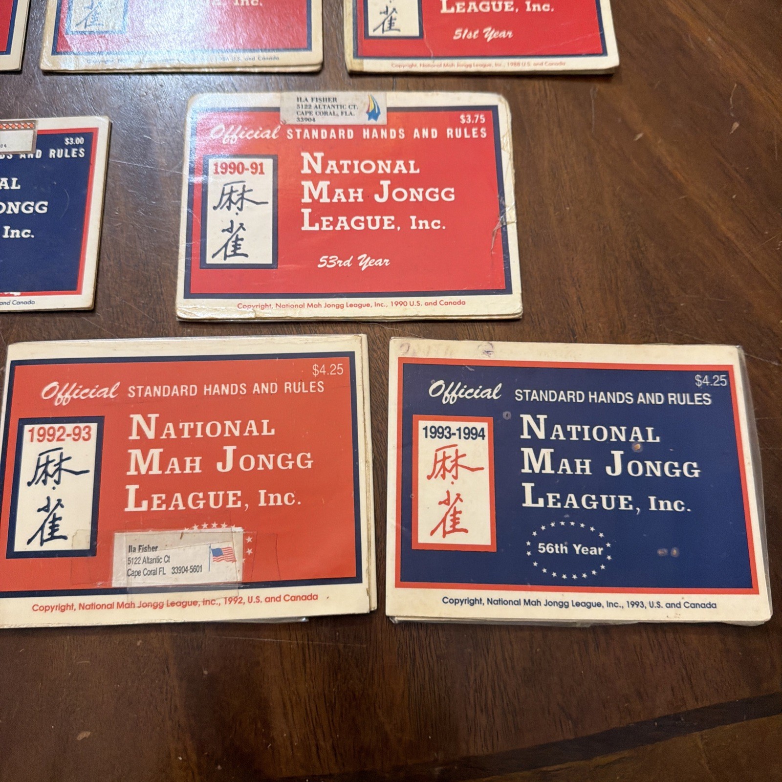 Nationa Mah Jongg League Card 1986-1994