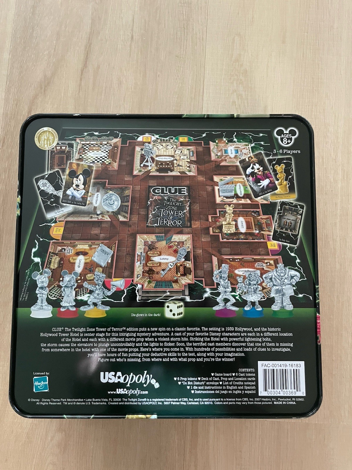 2007 Clue Twilight Zone Tower Of Terror Disney Parks Exclusive Tin Game Complete