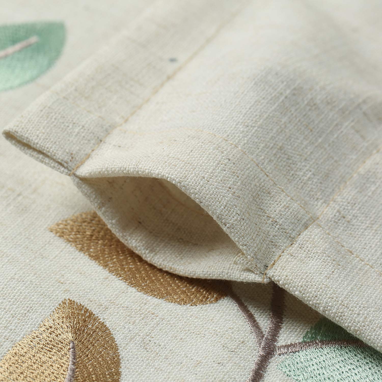 VOGOL Linen Valances for Bathroom, Natural Leaf 52″W x 18″L (Pack of 1), W014