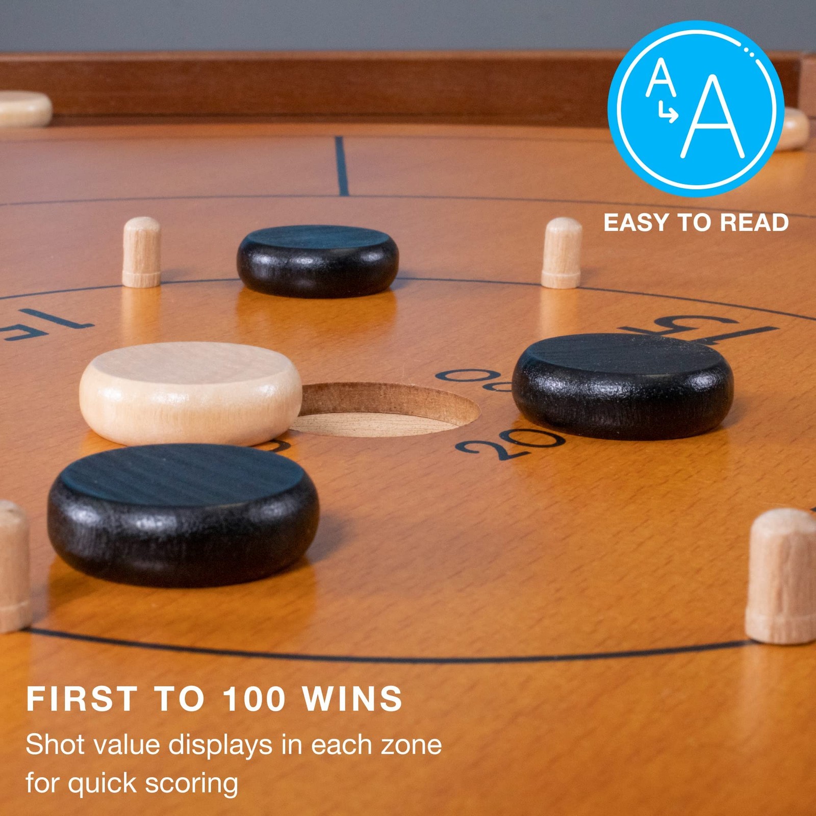 Tournament Crokinole & Checkers | Classic Dexterity Board Game for Two Players |