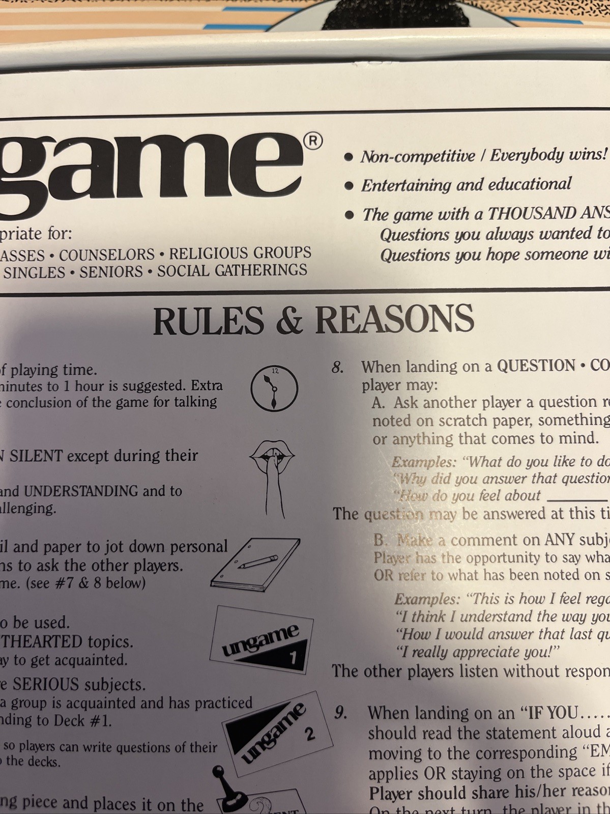 VTG The Ungame, Christian Version. 1989 By Talicor, Creator Dr Dobson, Made USA