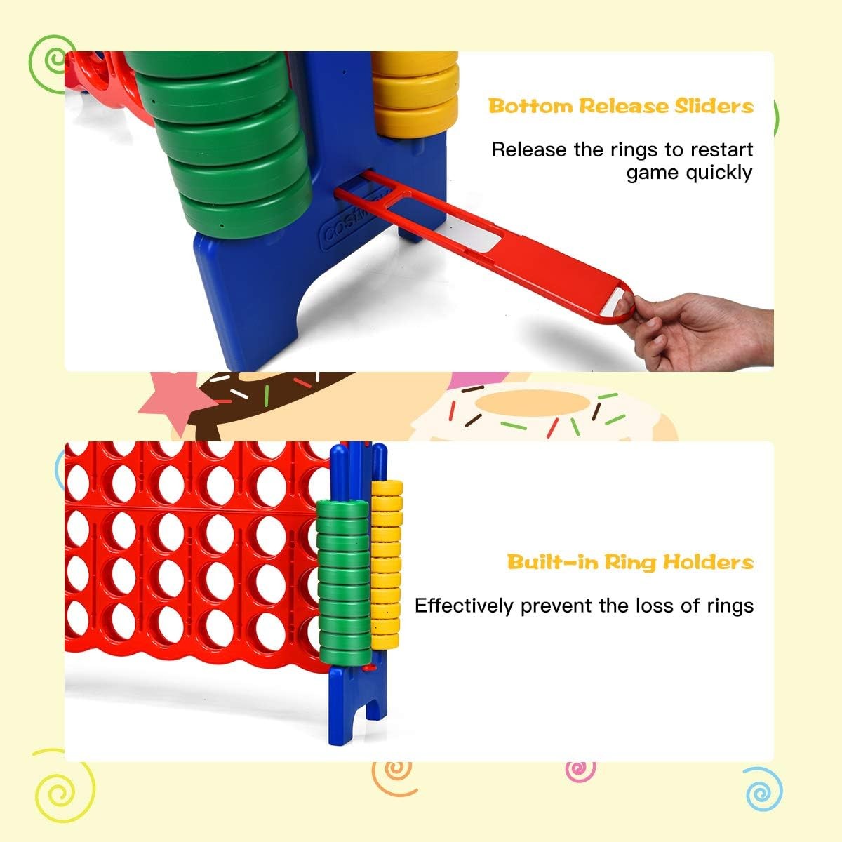 Jumbo 4-to-Score Giant Game Set,4 in A Row for Kids and Adults,3.5FT Game Set