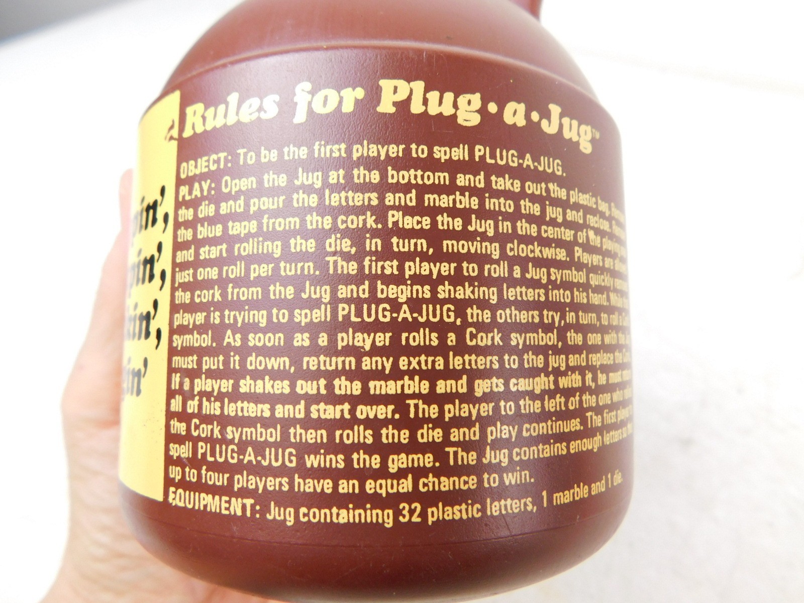 1969 PLUG A JUG Parker Brothers Game Vintage No. 18 Fast Action FUN Letter Toy