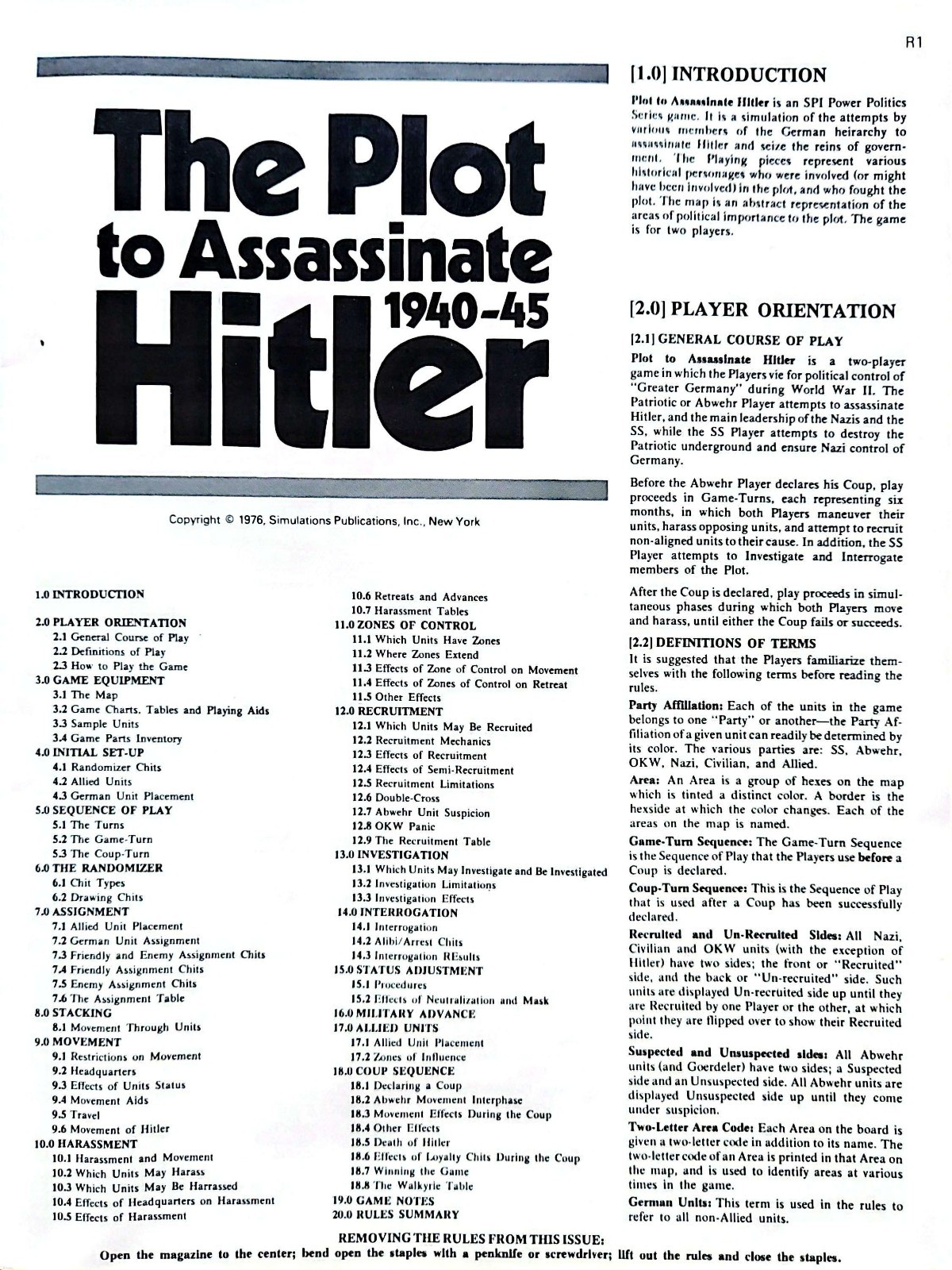 Strategy & Tactics #59 THE PLOT TO ASSASSINATE HITLER 1938-44 SPI 1976 UNPUNCHED