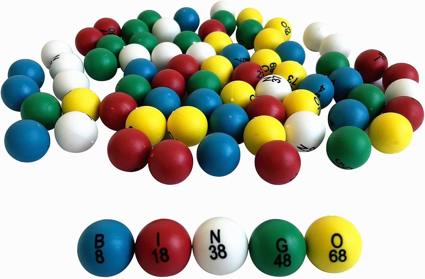 Yuanhe 0.8 Inch Bingo Balls for Jumbo Cages and Boards, Easy Read, 75 Count, Per