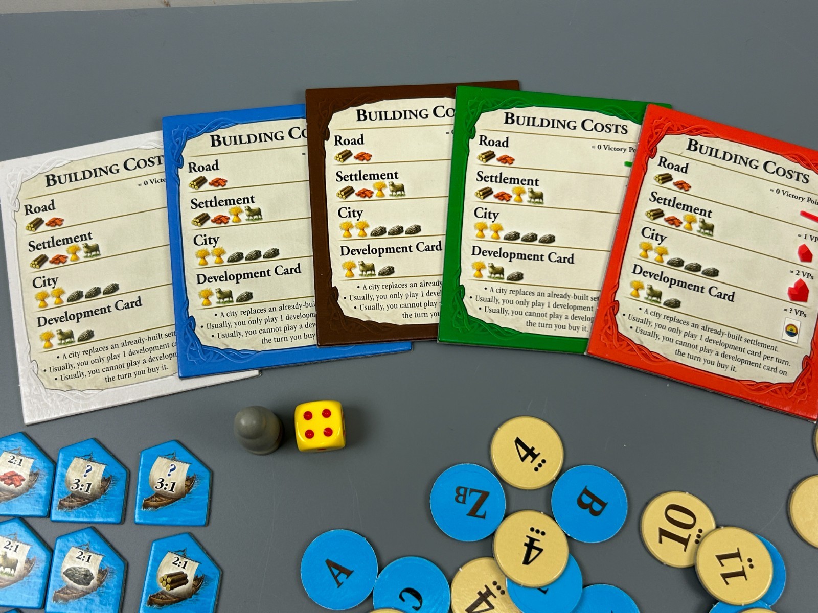 Settlers of Catan Replacement Pieces Number Tokens Robber Harbor Dice Building