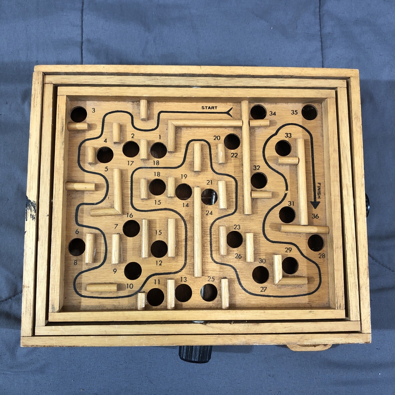 Vintage Wooden Marble Maze Tilt Classic Labrynth Game
