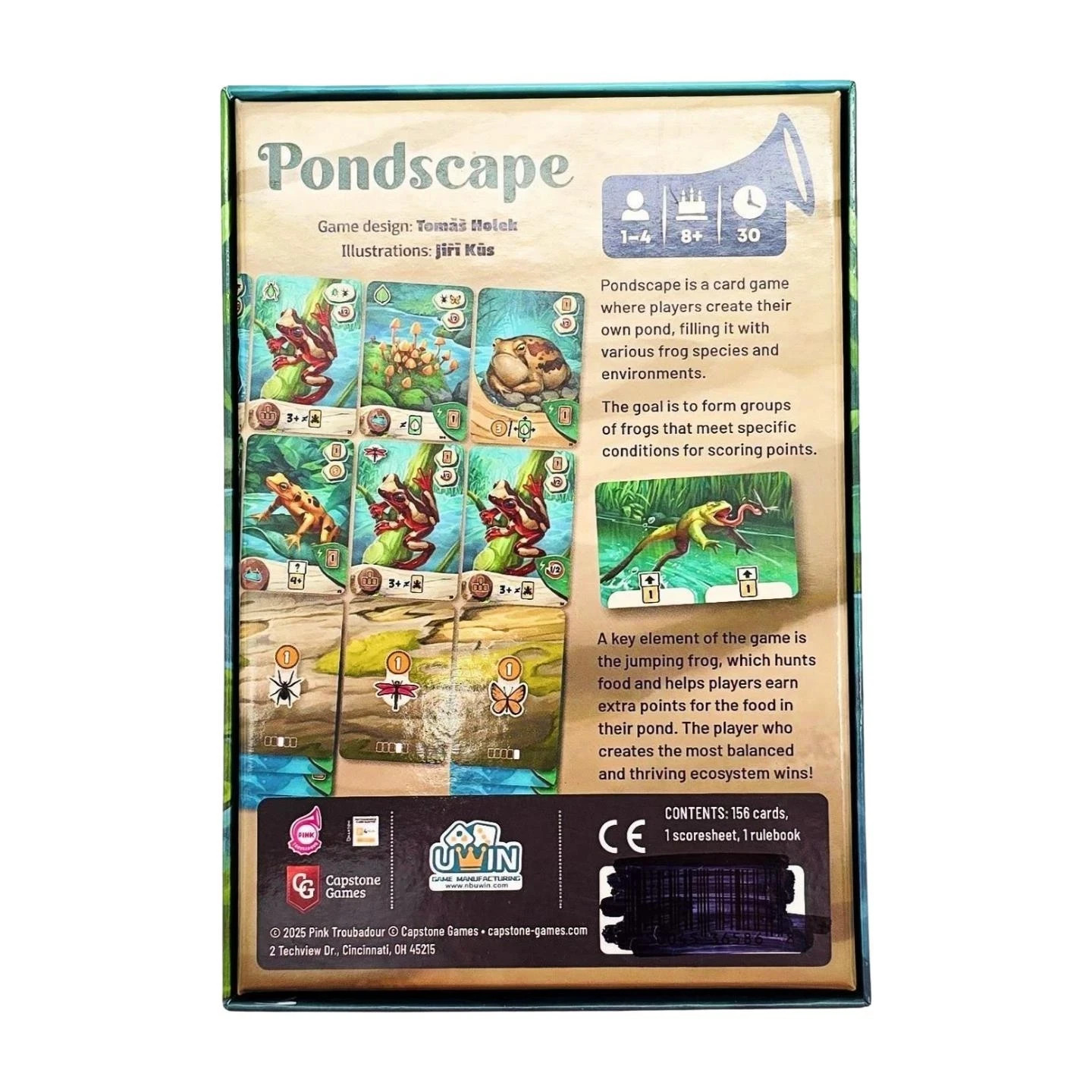Pondscape Board Game with Wooden Frog Promo by Capstone Games NEW in Shrink
