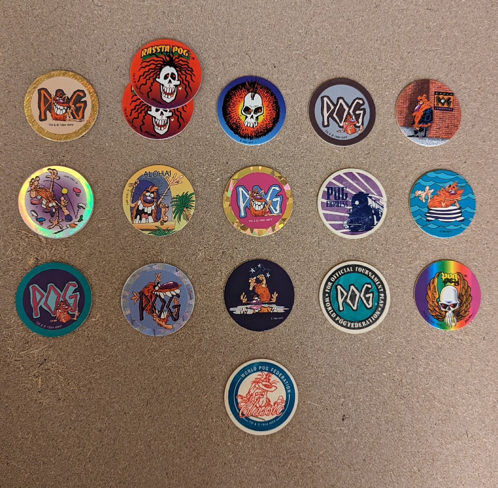 (Lot Of 17) The Original Pog Milkcaps POG Branded Mix Of Series I And II 1994