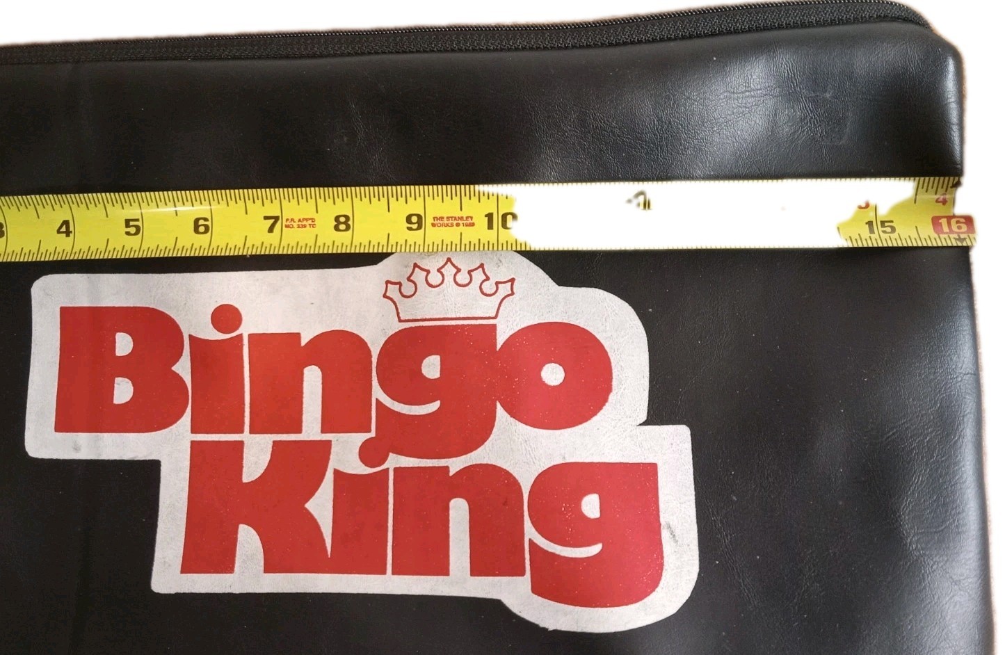 BINGO KING Black Vinyl Zipper Pouch Bag 16″ X 11″