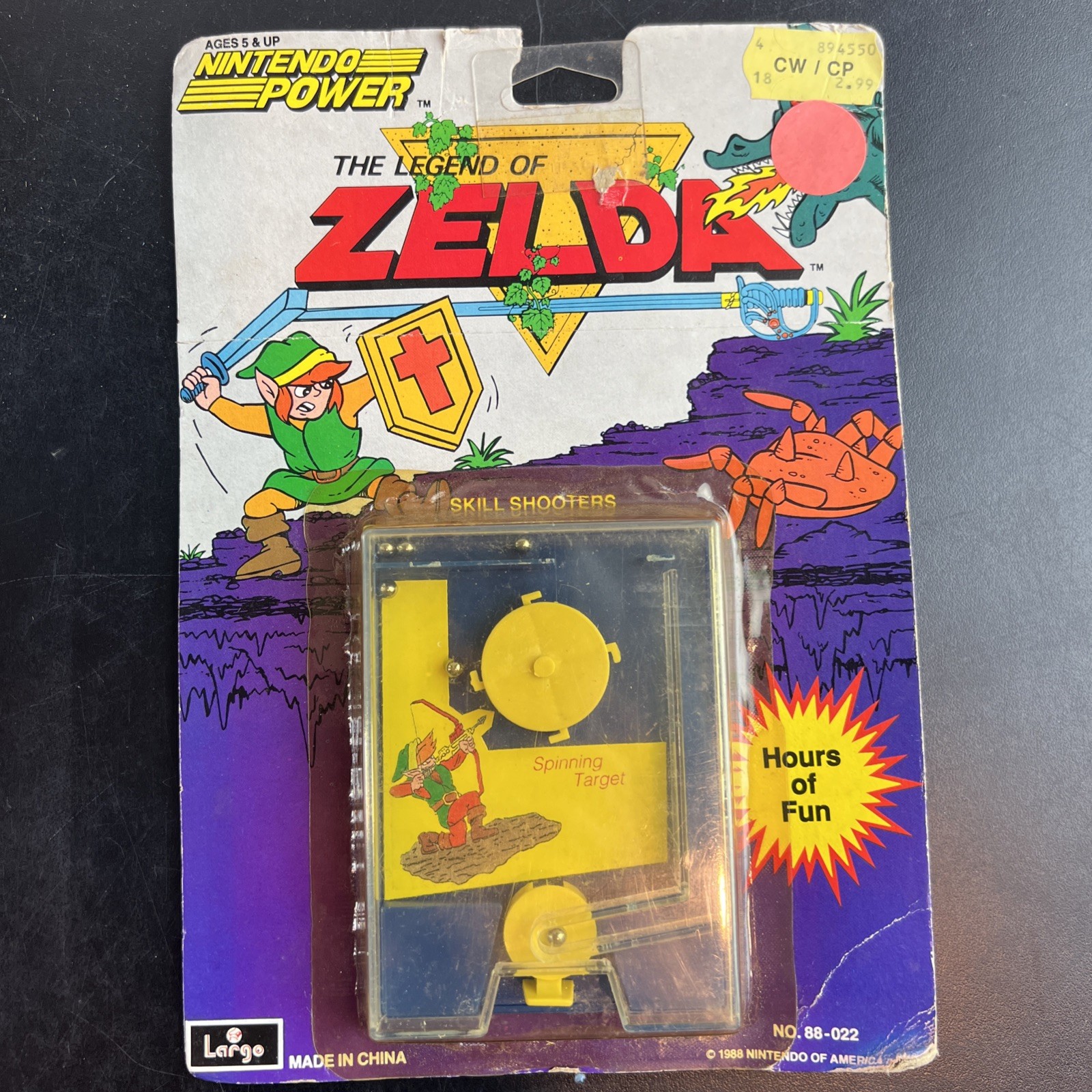 VTG Legend Of Zelda Skill Shooter On Original Card 1988 Toy Skill Game Largo