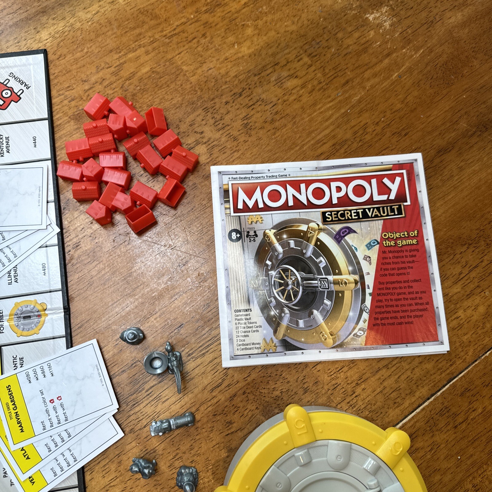 MONOPOLY Secret Vault Board Game Cat Dinosaur 99% Complete Missing Dice