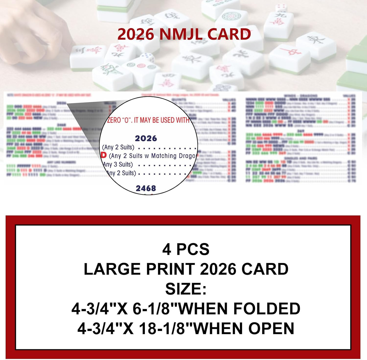 2026 NMJL Mah Jong Card Official Revision – Large Size – 4 Pcs